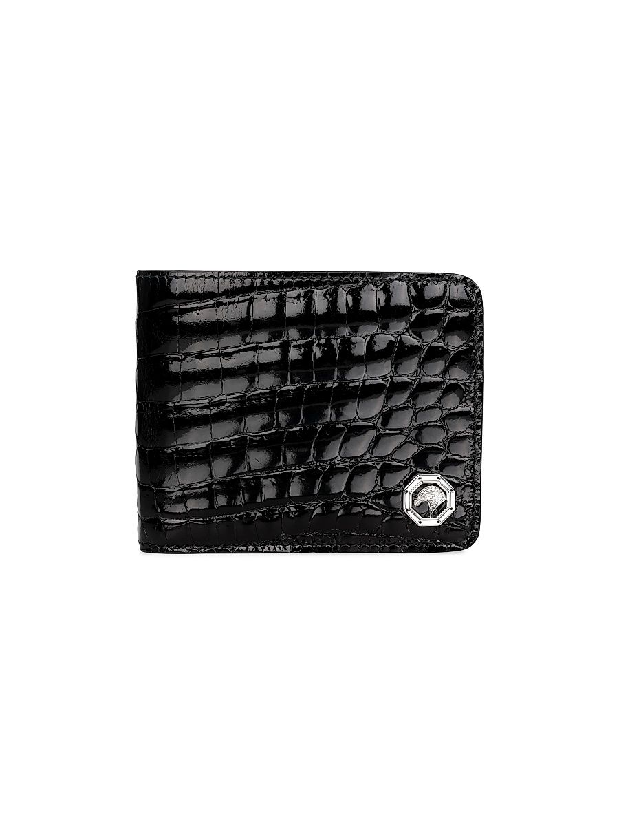Men's Bifold Croc Gloss Wallet - Black