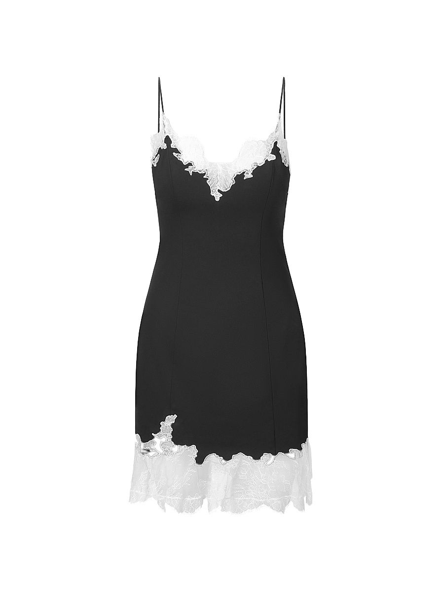 Women's Nadia Lace-Trimmed Minidress - Black - Size XL