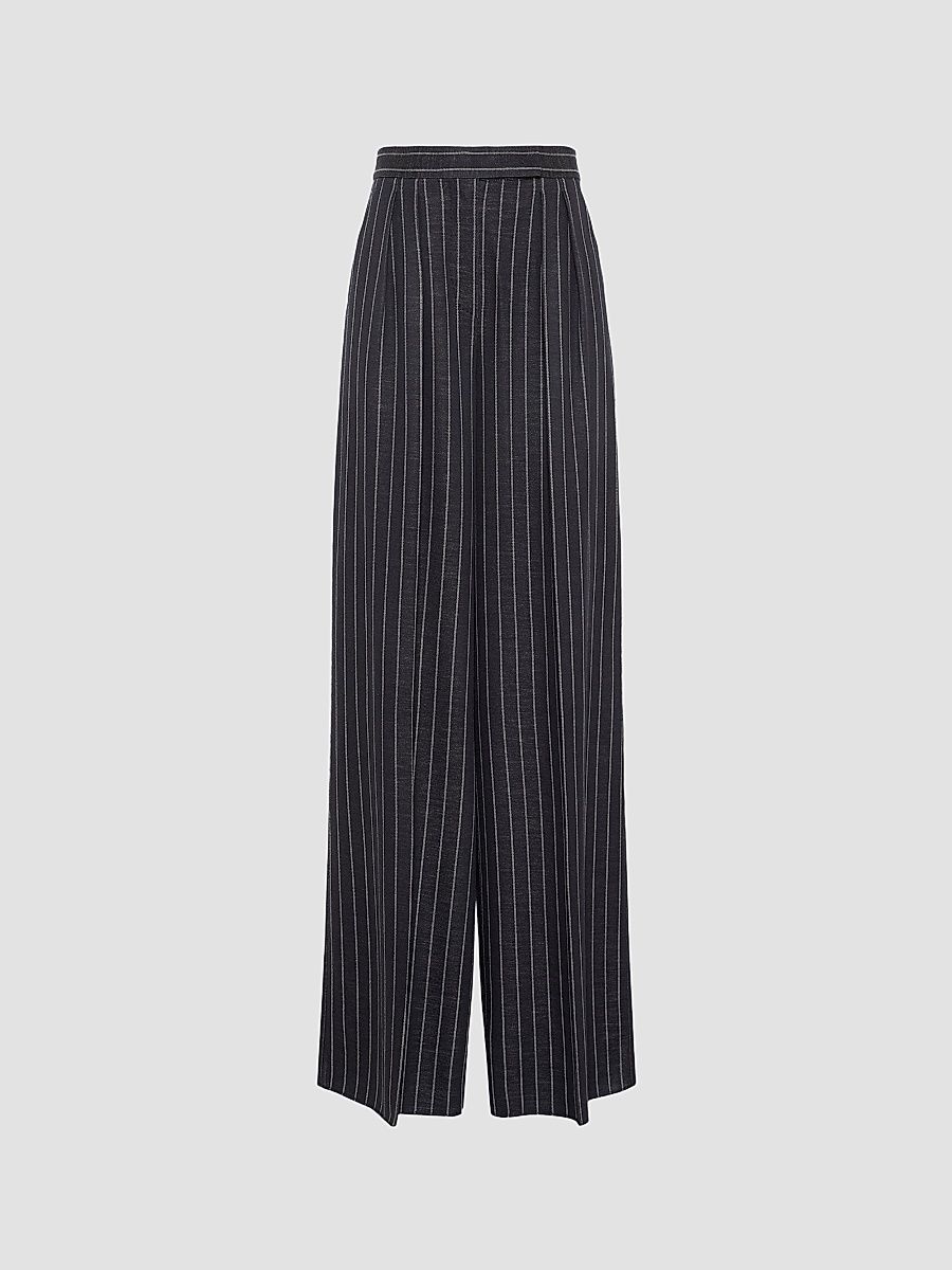 Women's Pinstripe Jersey Trousers - Ultramarine - Size 8