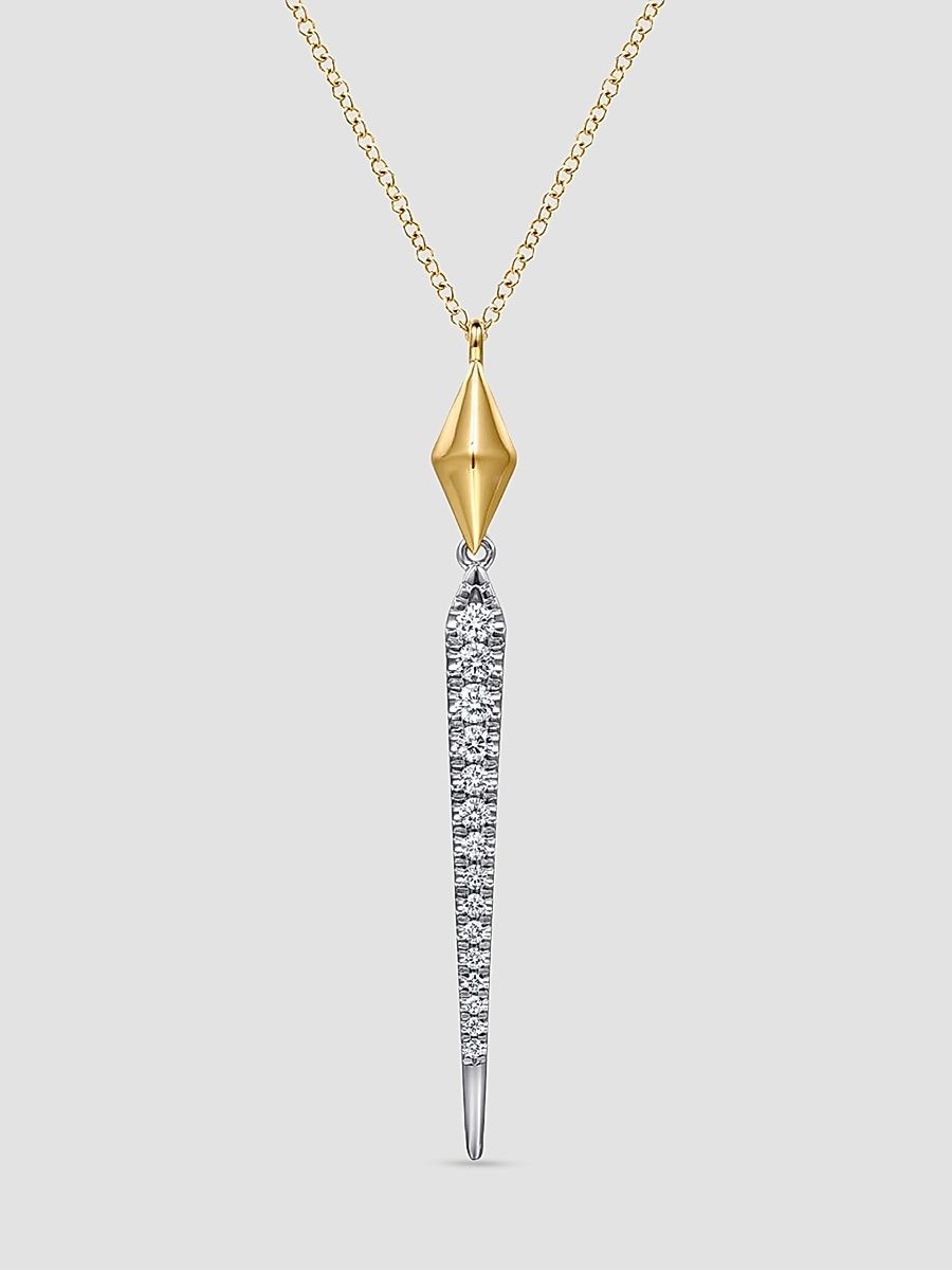 Gabriel & Co Women's Kaslique Two-Tone 14K Gold & 0.35 TCW Diamond Drop Necklace - Yellow Gold