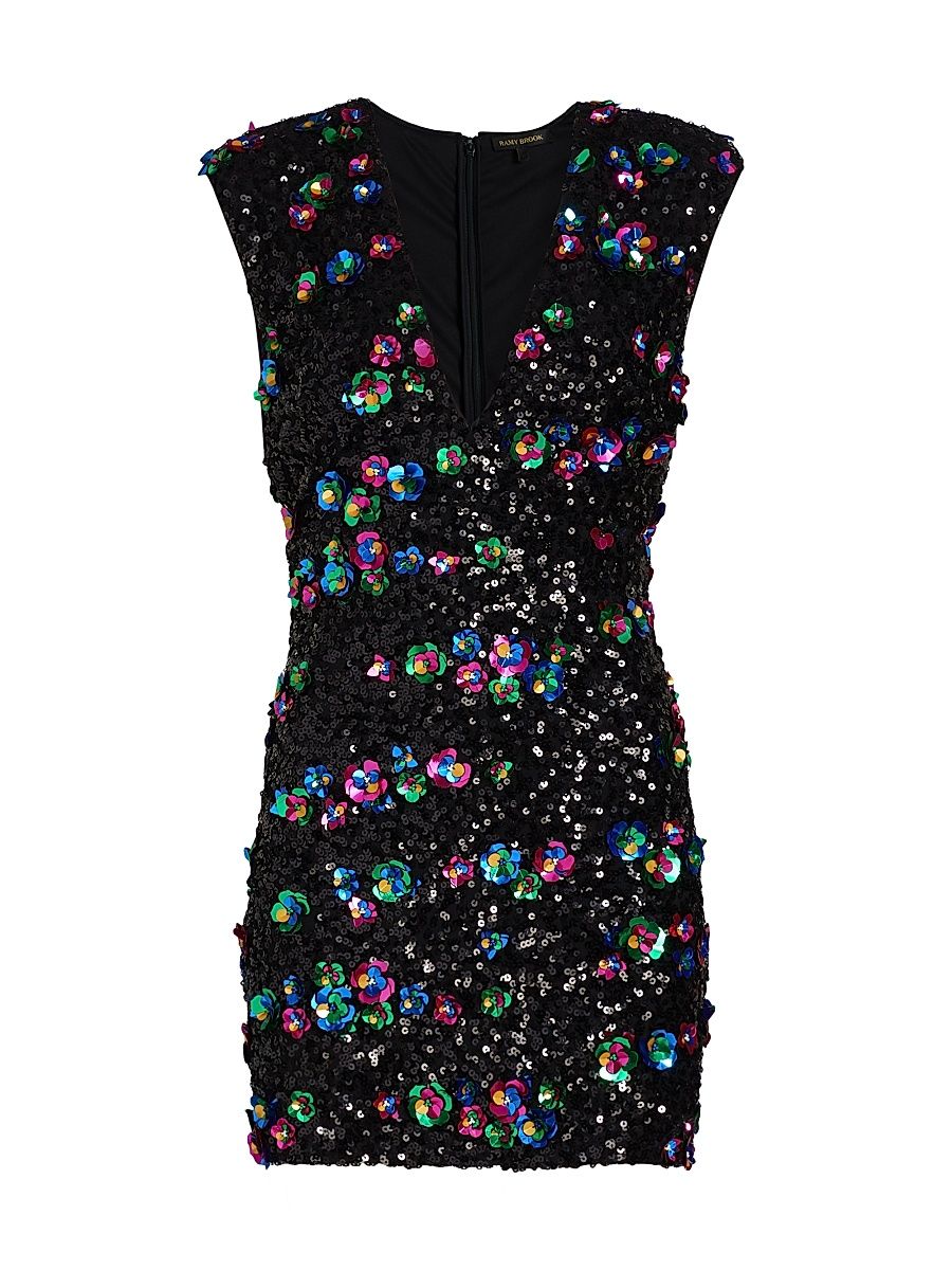 Women's Lacey Rosette-Embellished Sequined Minidress - Multi Rosette - Size 6