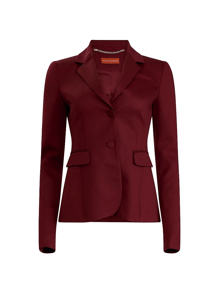 Women's Fenice Stretch Merino Wool Blazer - Maroon - Size 12