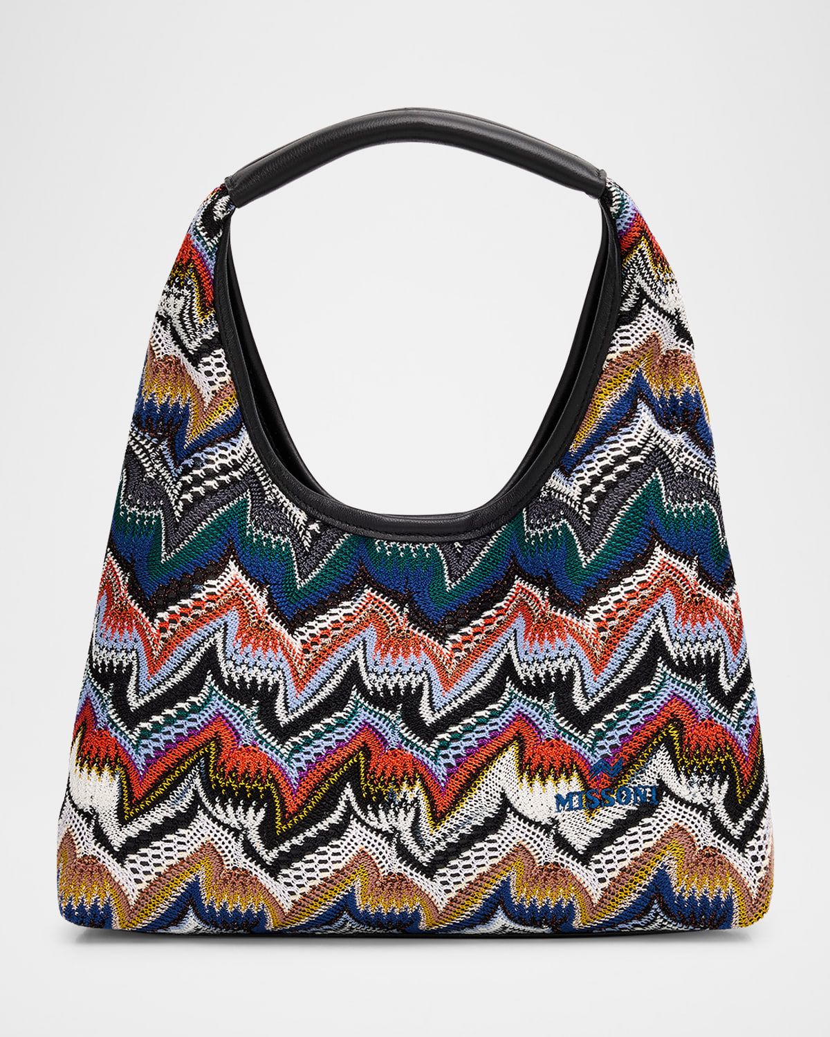 Zigzag Raschel Knit Hobo Bag