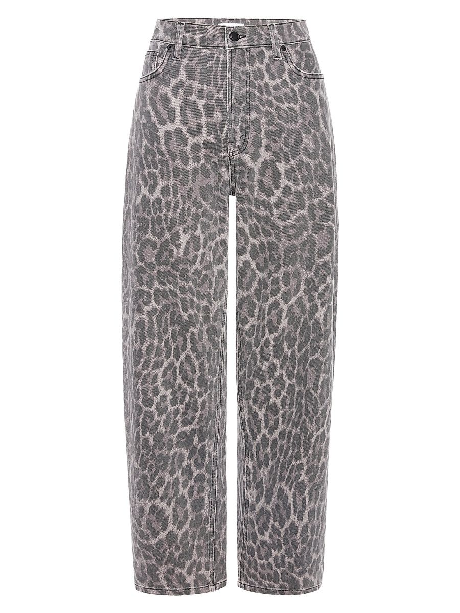 Women's Good Standard Leopard Barrel Jeans - Grey Lucky Leopard - Size 8