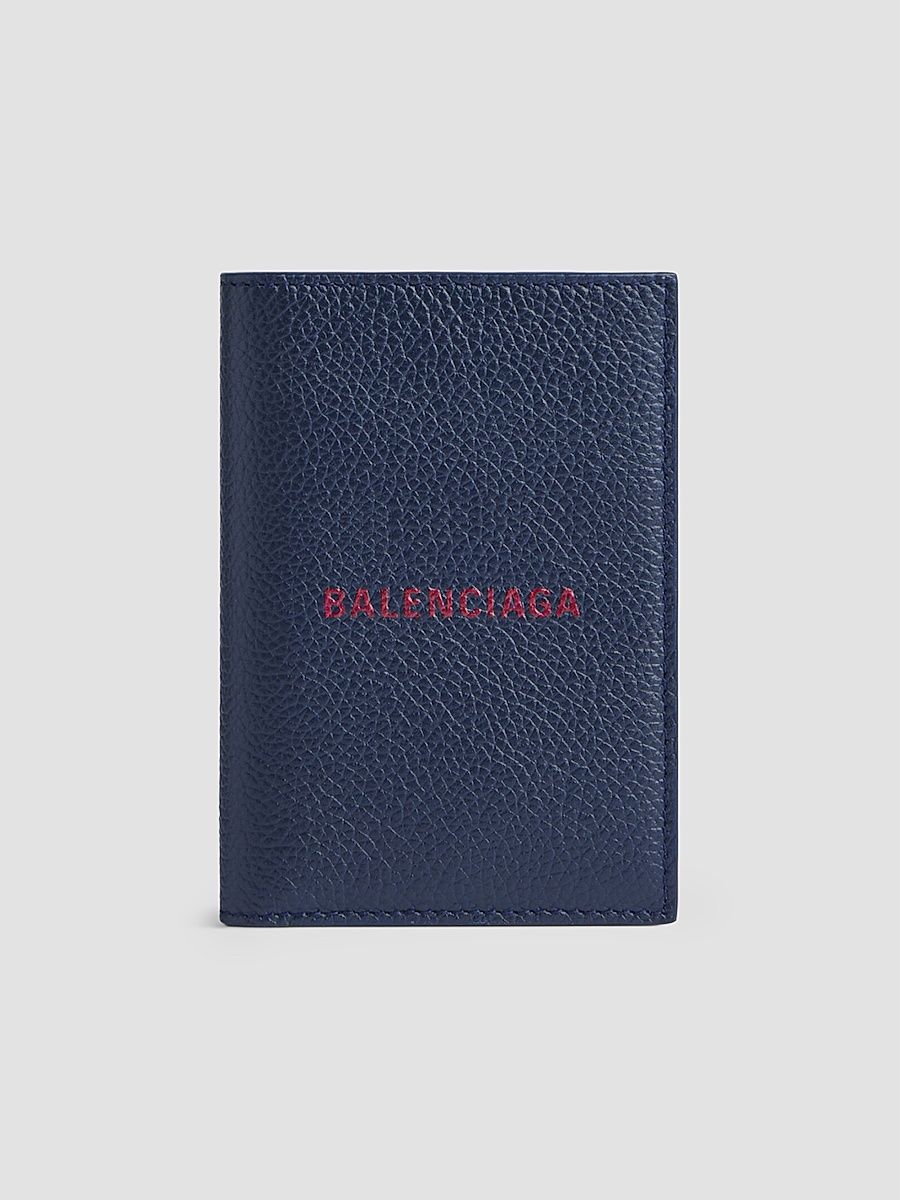 Balenciaga Men's Cash Vertical Bifolded Wallet - Navy Burgundy
