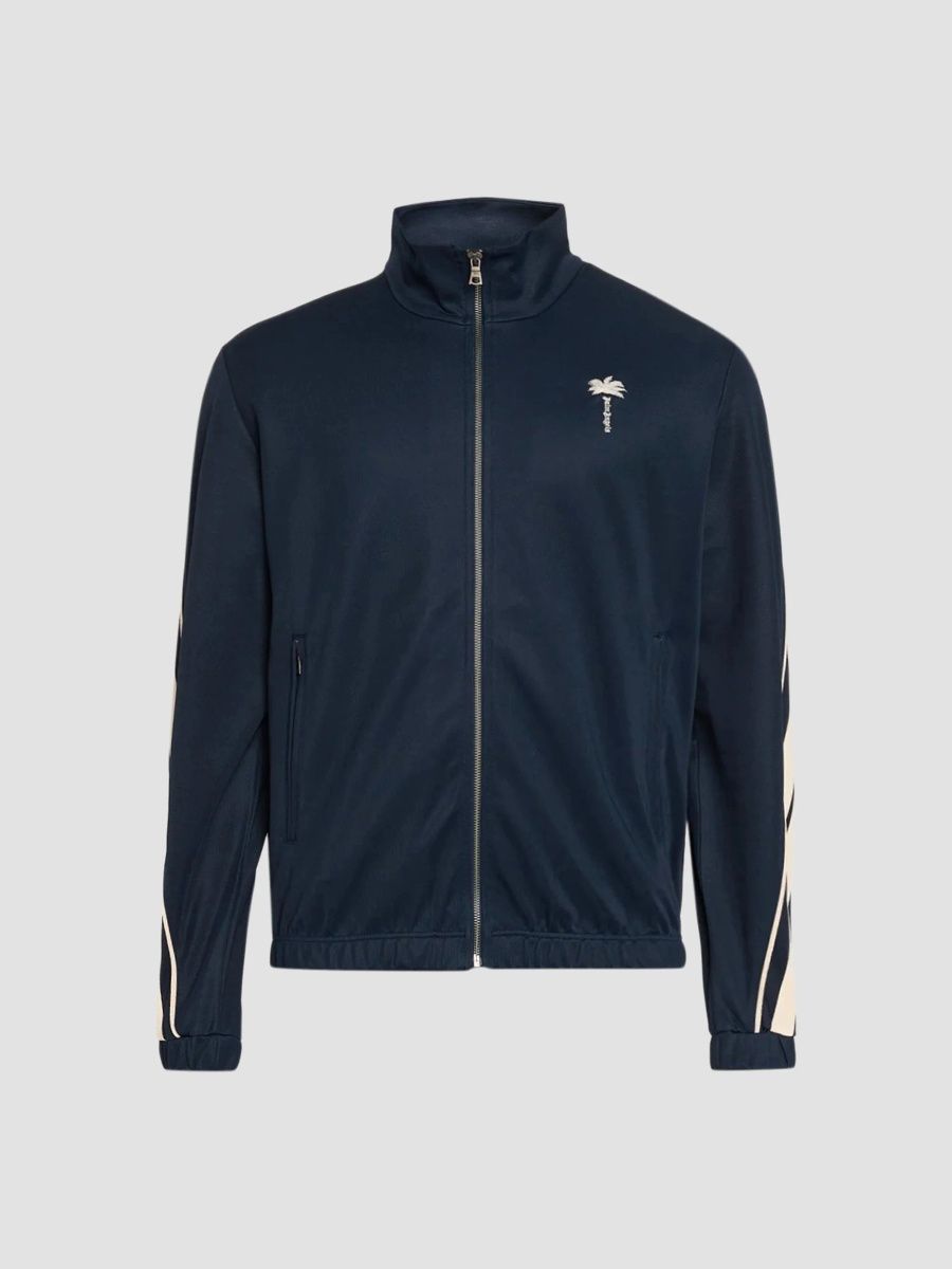 Palm Angels Men's Palm Tree Striped Track Jacket - Navy Blue Off White - Size XXL