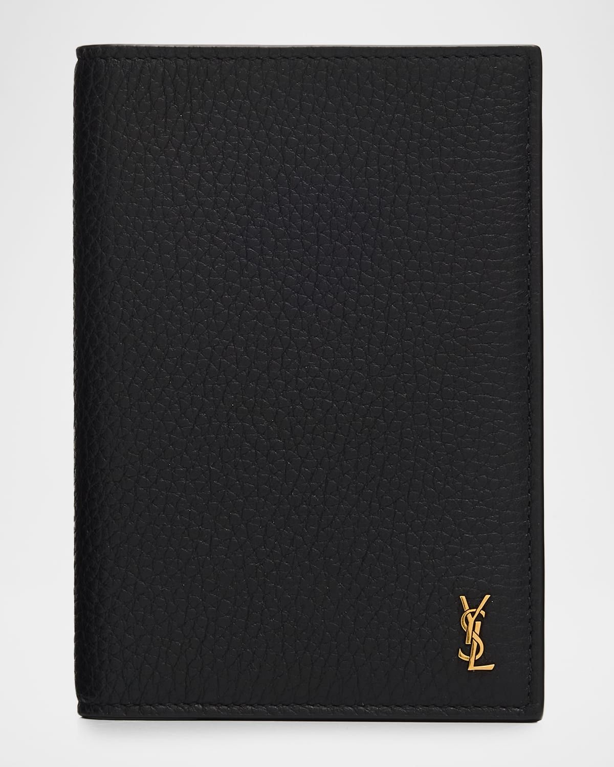 Men & apos;s Tiny Cassandre YSL Passport Case in Grained Leather