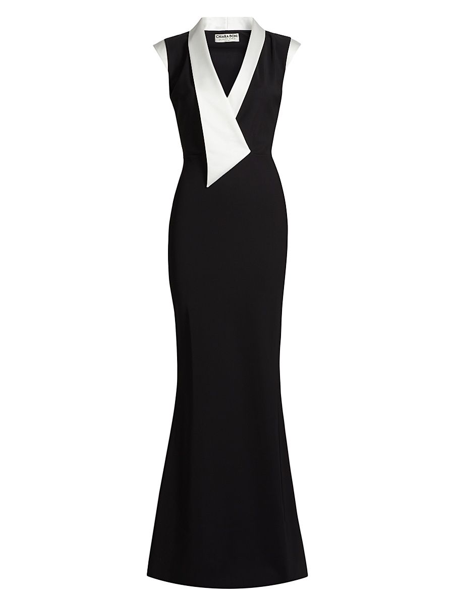 Women's Sorai Two-Tone Sheath Gown - Nero Bianco - Size 4