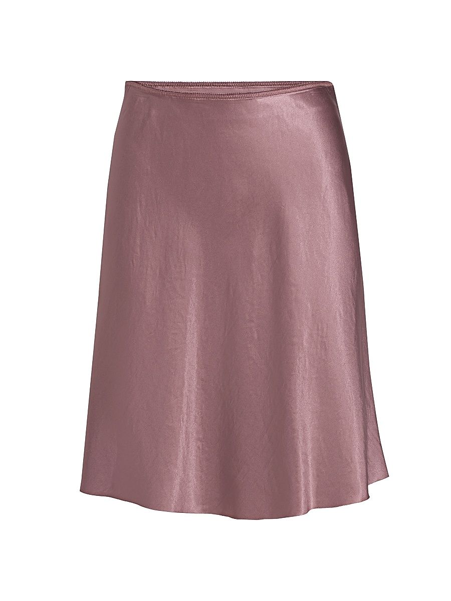 Women's Lingerie-Trim Satin Slip Mini Skirt - Deep Mauve - Size XS