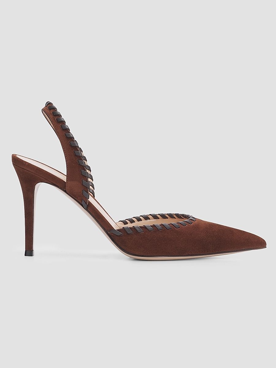 Women's 85MM Suede Slingback Pumps - Brown Moka - Size 12