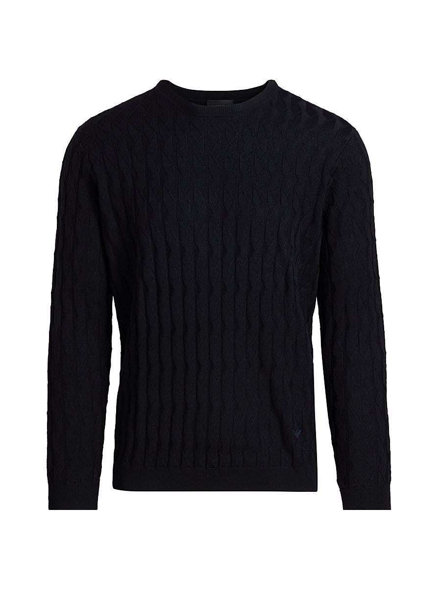 Men's Textured Zig Zag Crewneck Sweater - Navy - Size XL