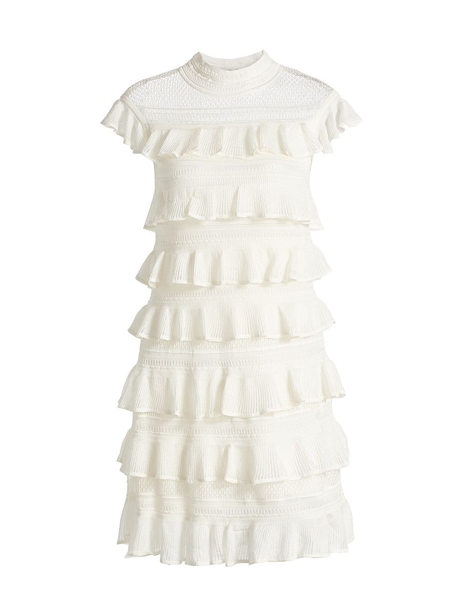 Women's Luna Tiered Lace Frill Minidress - Ivory - Size 0