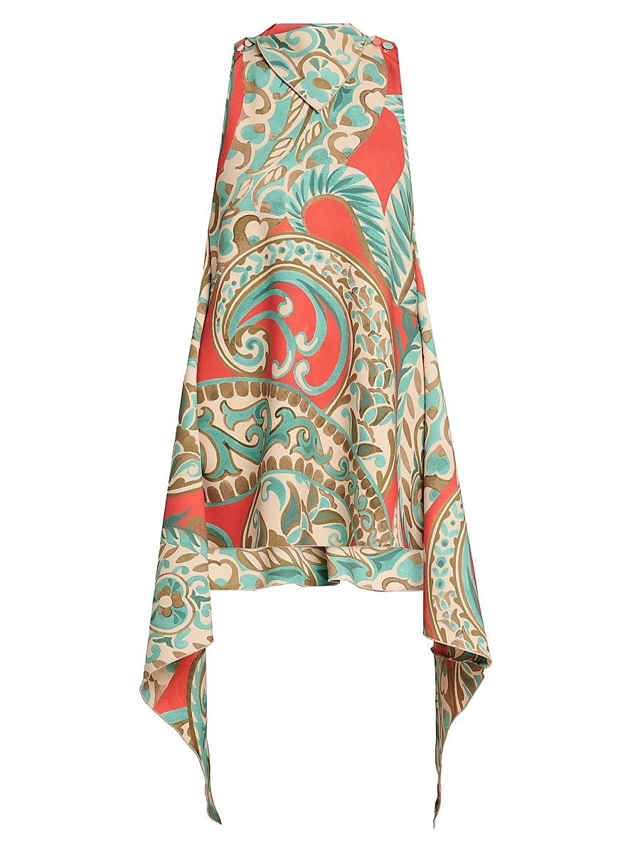 Women's Printed Side-Paneled Minidress - Printed Orange Base - Size 6