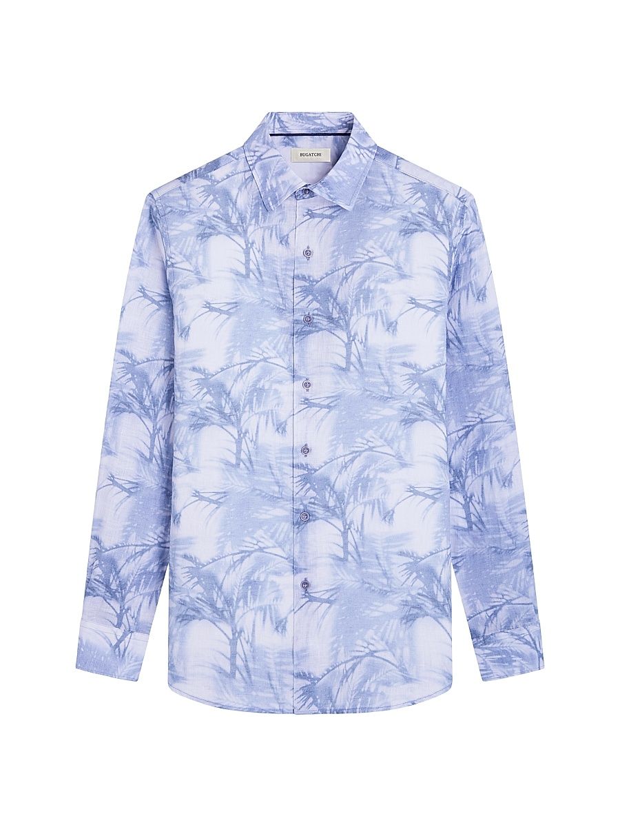 Men's Julian Palm Linen Shirt - Steel - Size XXXL