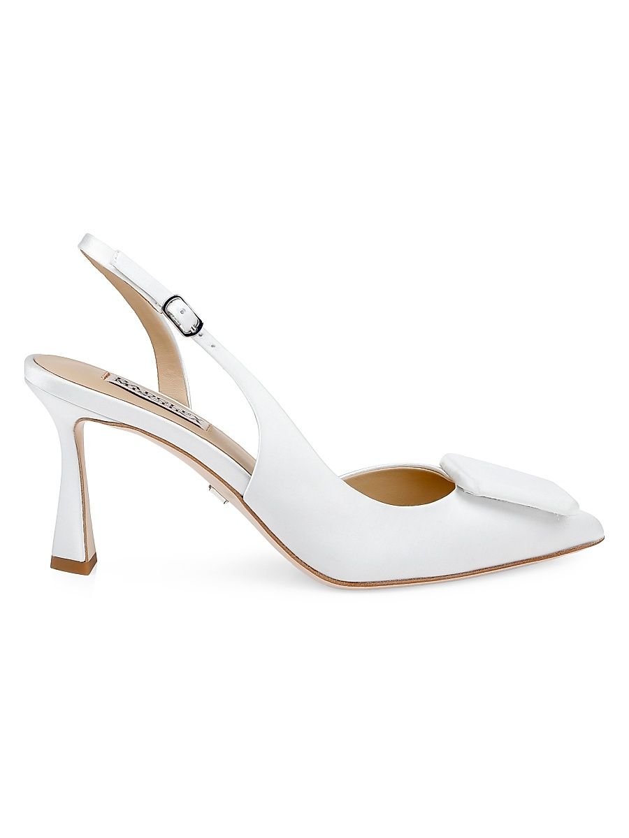 Women's Graciella 80MM Satin Slingback Pumps - White Satin - Size 7