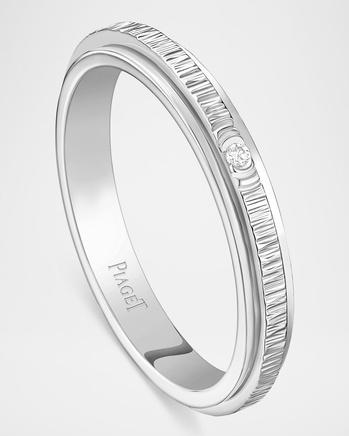 18K White Gold Possession Ring with 1 Diamond, Size 53