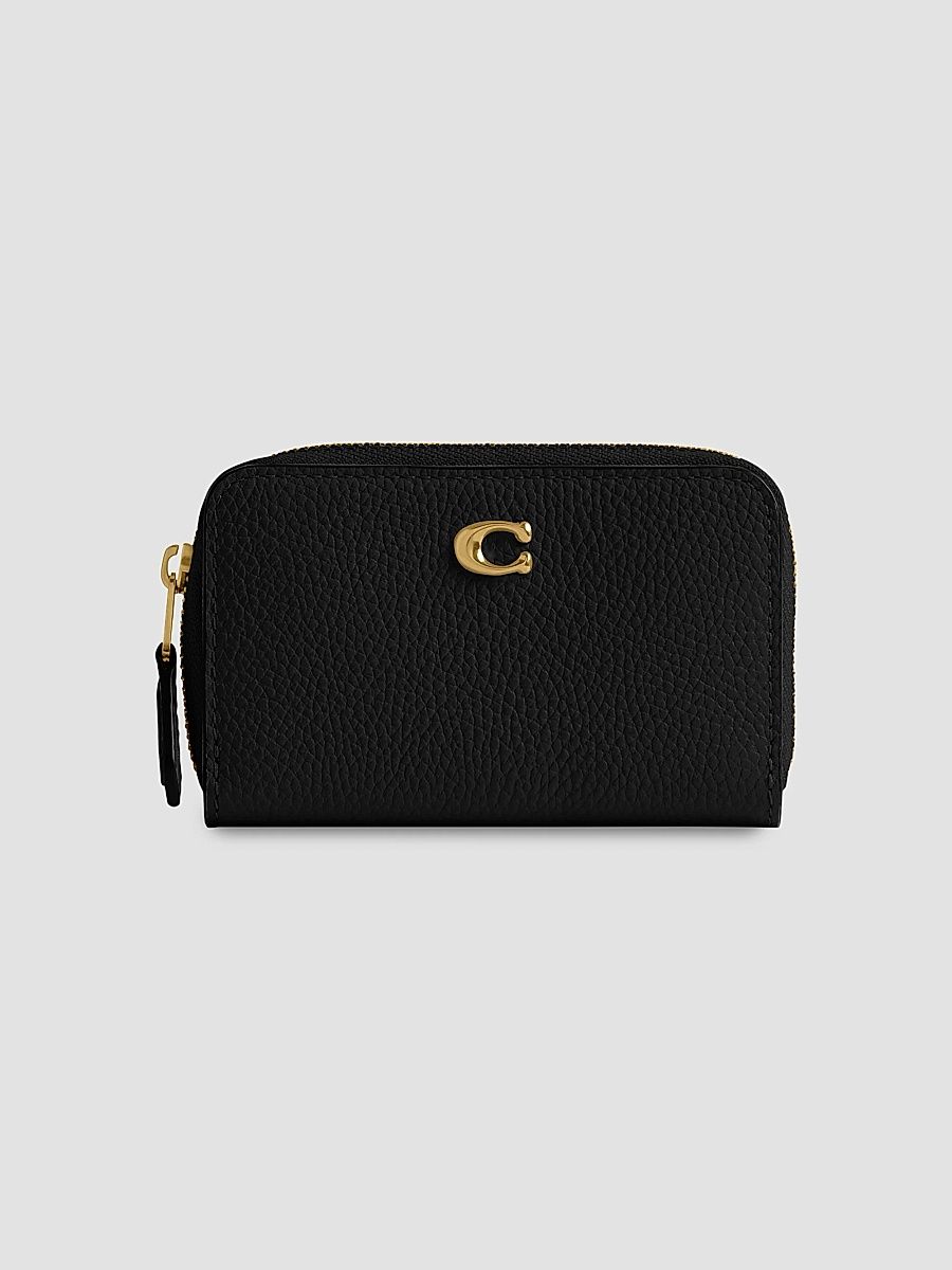 COACH Women's Small Leather Card Case - Black