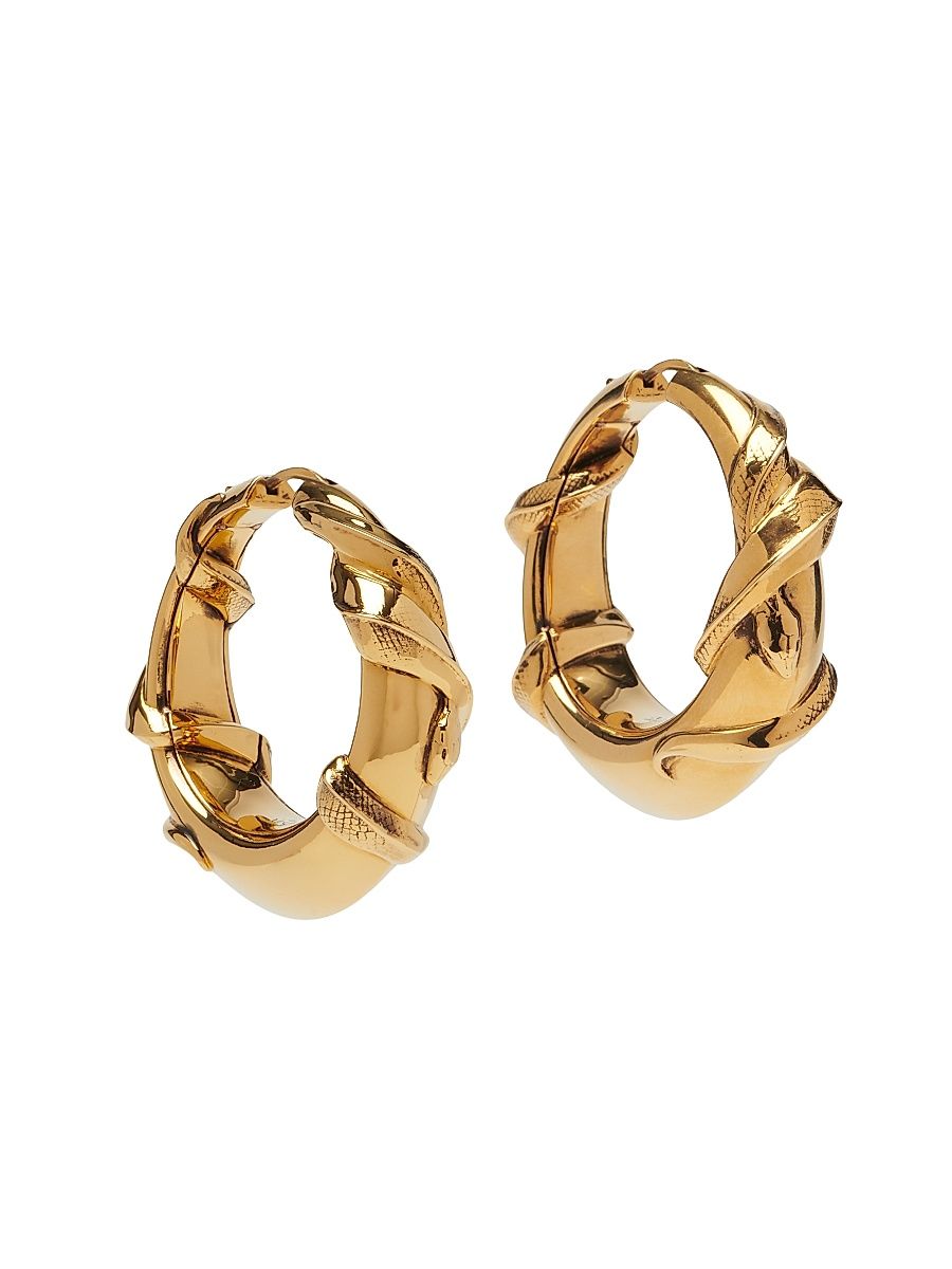 Women's Goldtone Snake Hoop Earrings - Gold