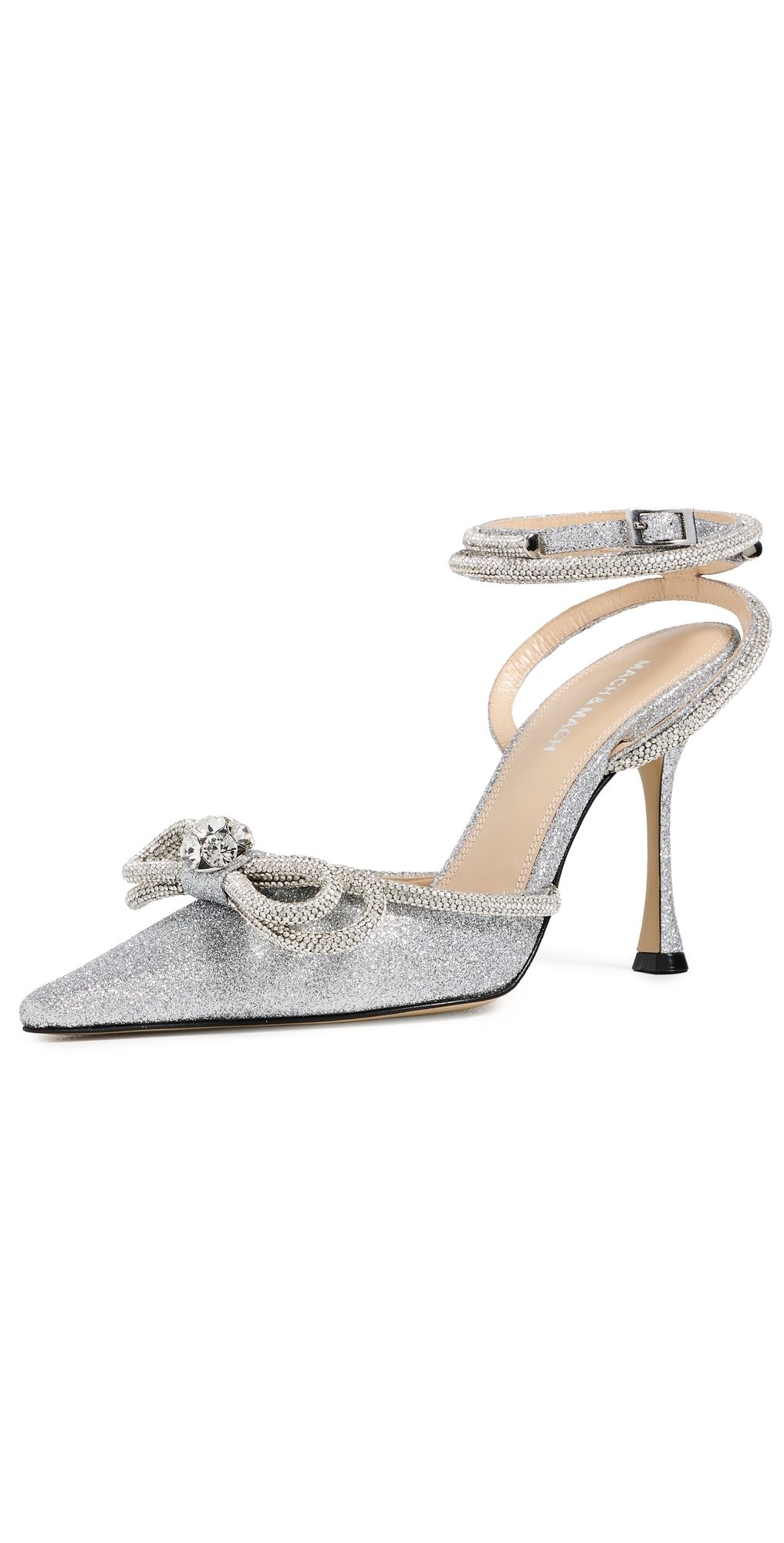 MACH & MACH Double Bow Glitter High Heels Silver 36