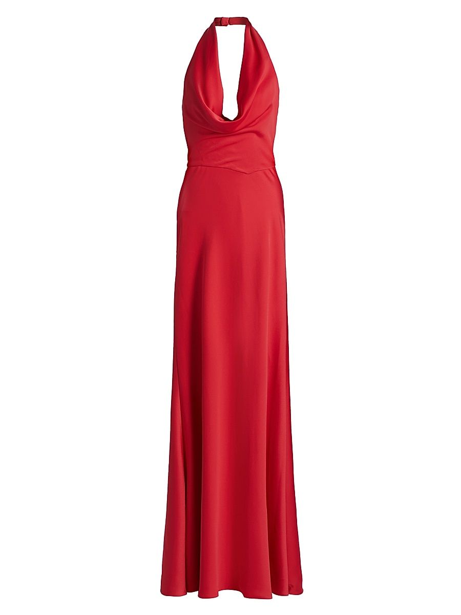 Women's Marcheline Crêpe Halterneck Gown - Sangria - Size 14