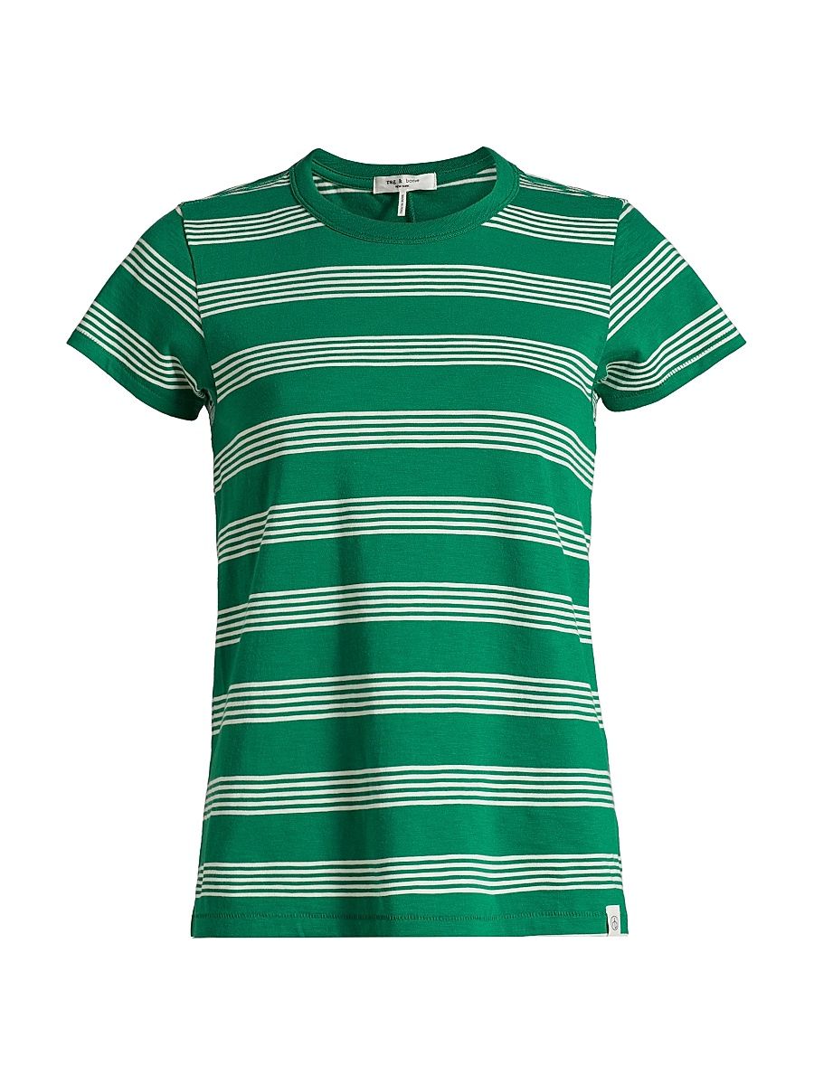 Women's The Slub Stripe T-Shirt - Green Multi - Size XXS