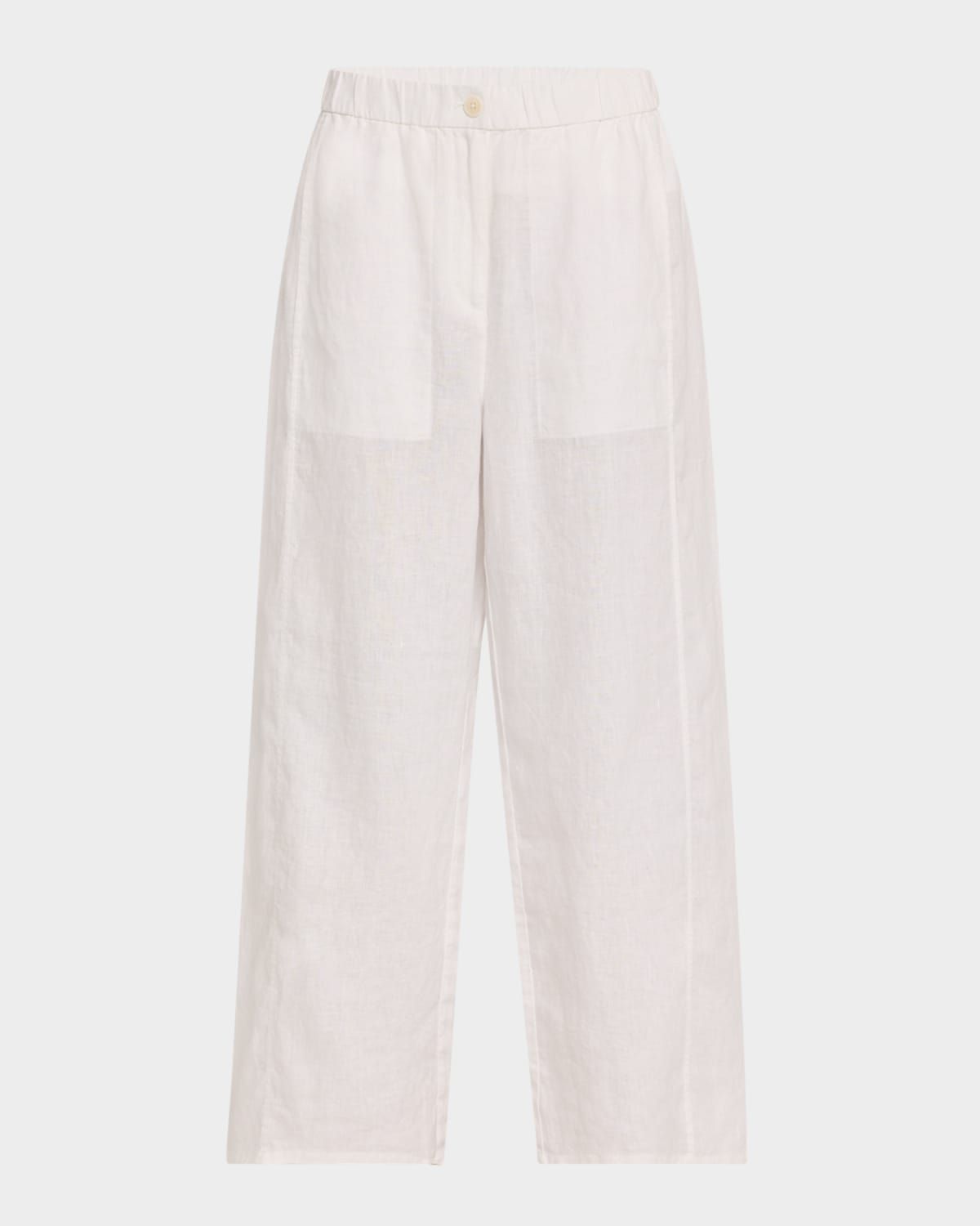 Petite Cropped Straight-Leg Organic Linen Pants