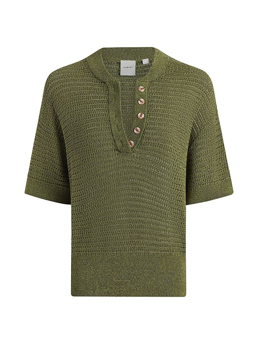 Women's Callie Mesh Knit Polo Top - Olivine - Size XS