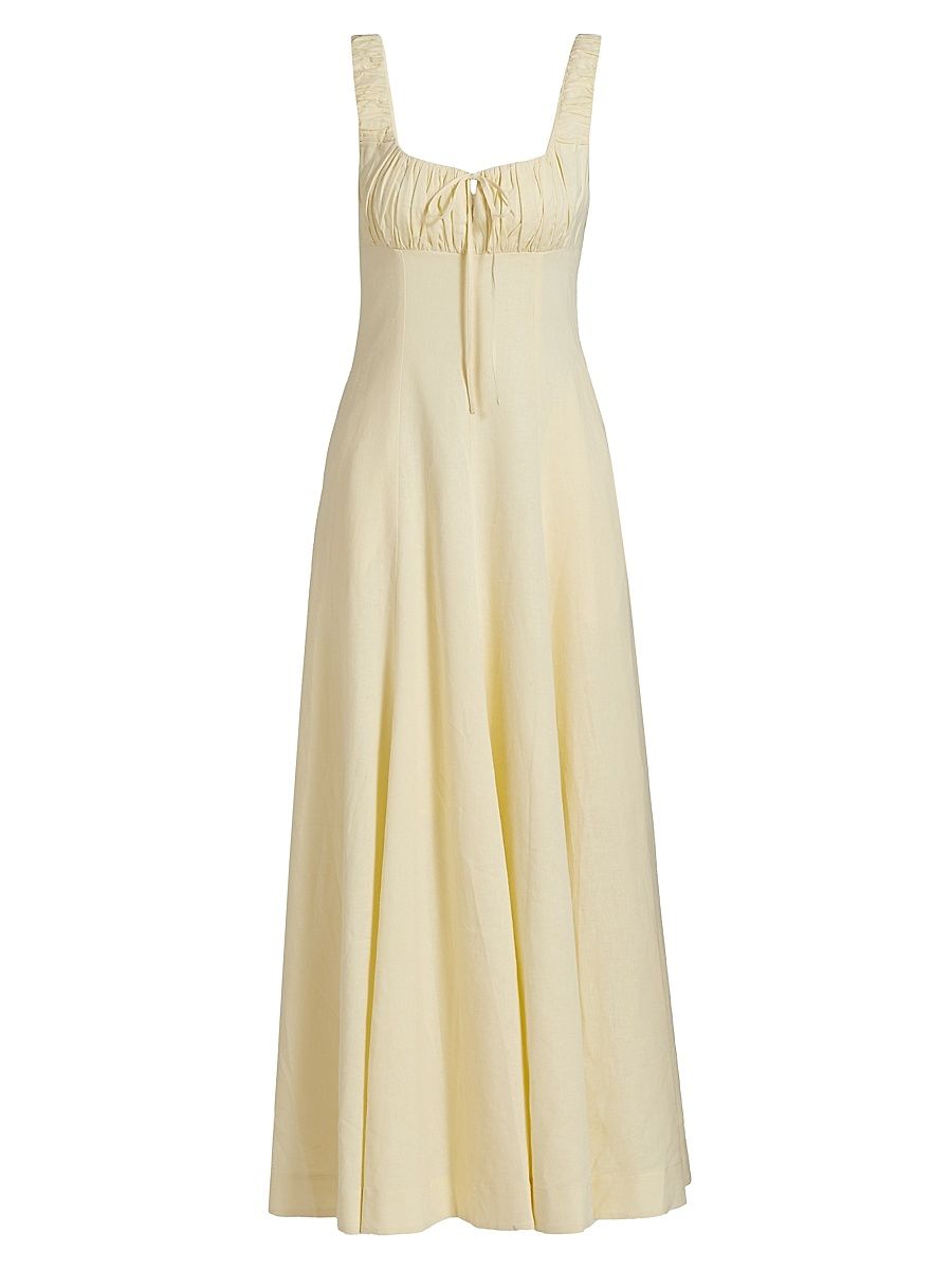 Women's Dina Linen-Blend Fit & Flare Maxi Dress - Custard - Size 6