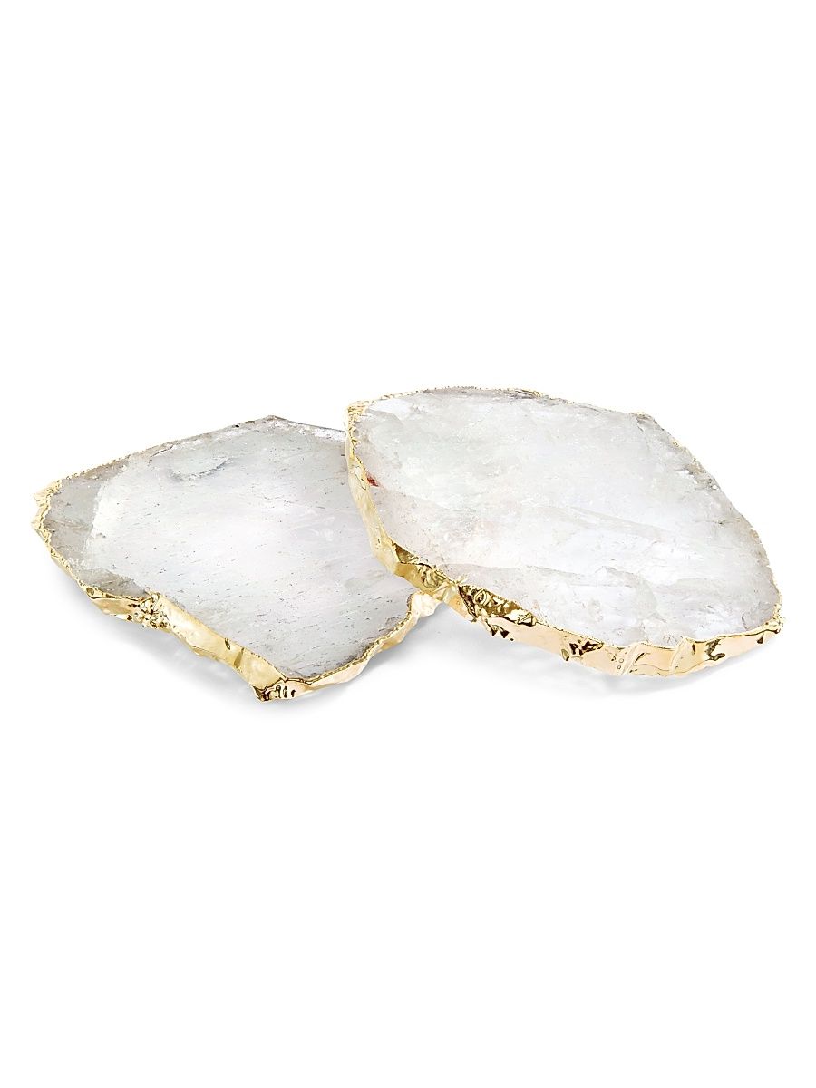 Kivita 2-Piece 24K-Gold-Plated Crystal Coaster Set - Crystal Gold