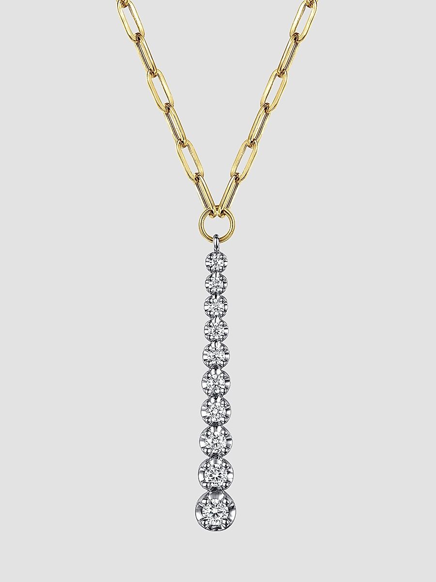 Gabriel & Co Women's Contemporary 14K White & Yellow Gold & 0.50 TCW Diamond Paperclip Chain Necklace - Yellow Gold