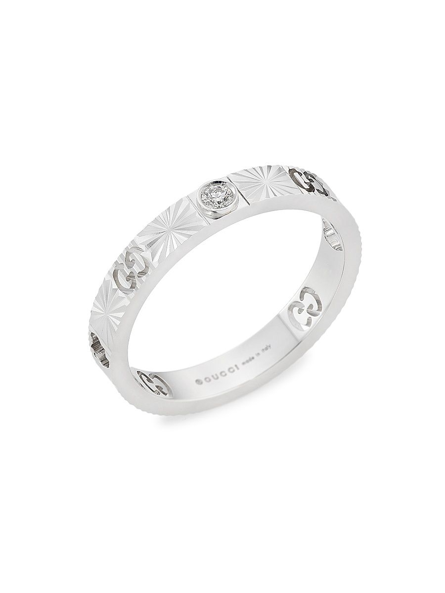 Women's Icon 18K White Gold & 0.03 TCW Diamond Star Ring - White Gold - Size 7.25