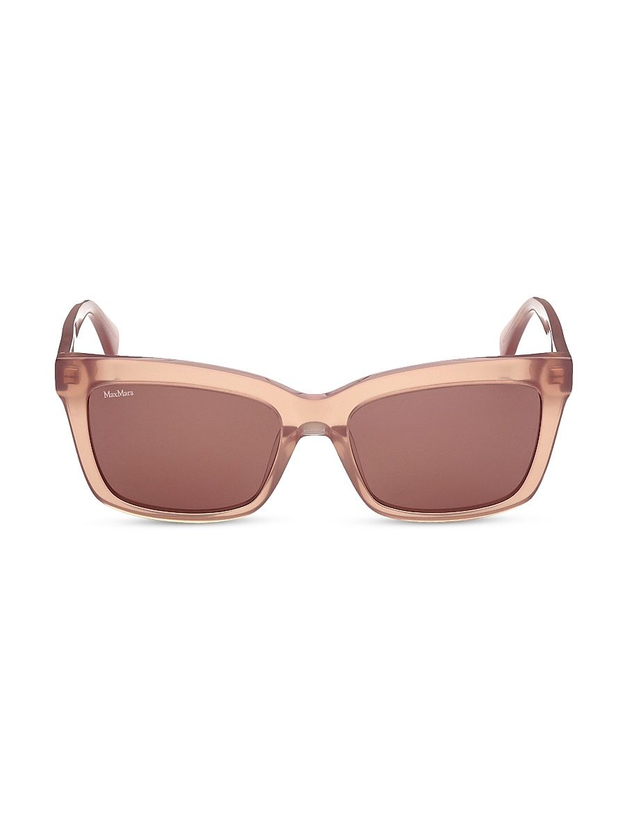 Women's 55MM Rectangular Sunglasses - Light Brown