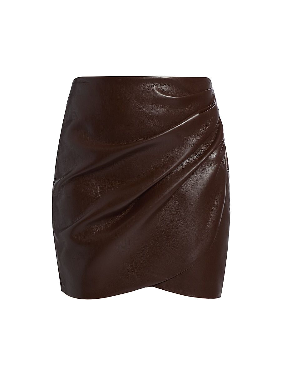 Women's Shyann Faux-Leather Wrap Miniskirt - Mahogany - Size 10