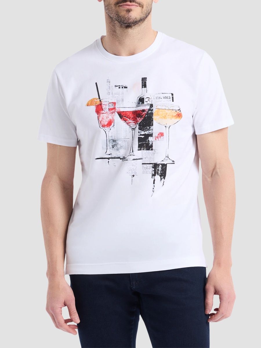 Robert Graham Men's The Tipsy Times Graphic T-Shirt - White - Size Small