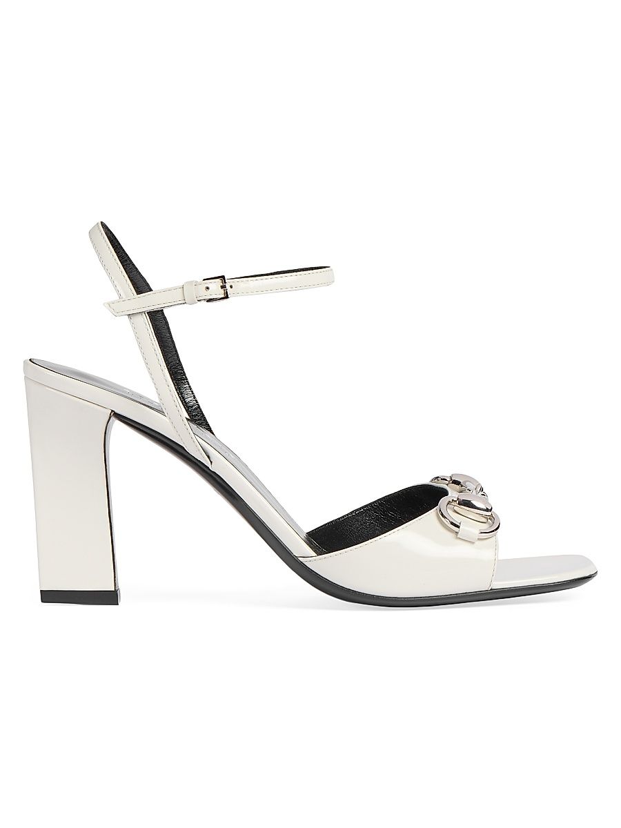 Women's Signora 85MM Leather Block-Heel Sandals - White Bamboo - Size 8.5