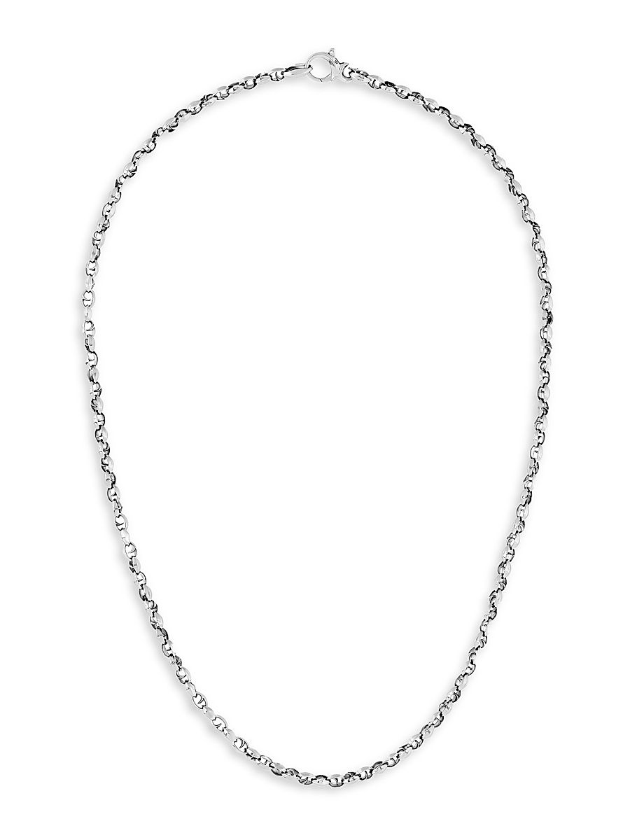 Men's Classic Medium Link Sterling Silver Necklace - Silver - Size 19