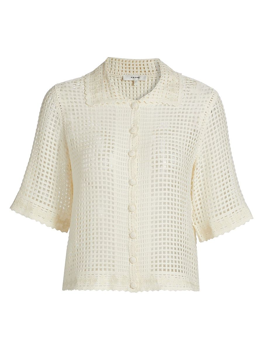 Women's The Crochet Short-Sleeve Top - Cream - Size XS