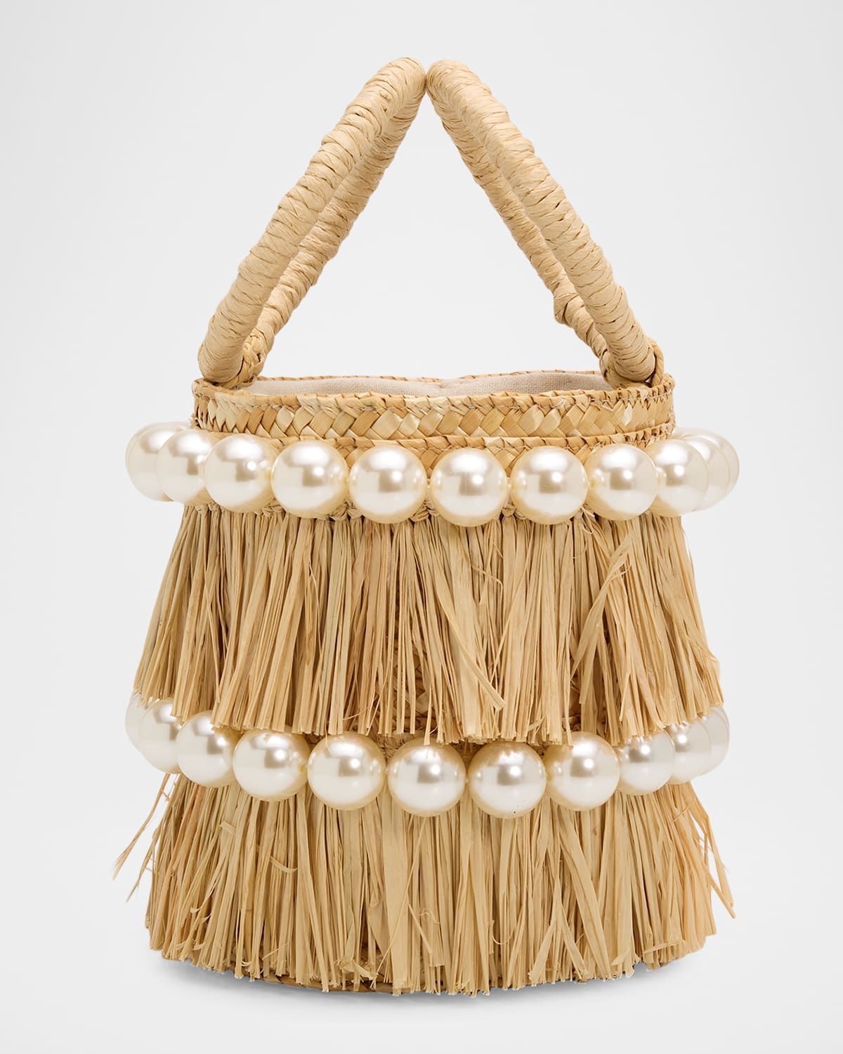 Liv Straw Pearly Bucket Tote Bag