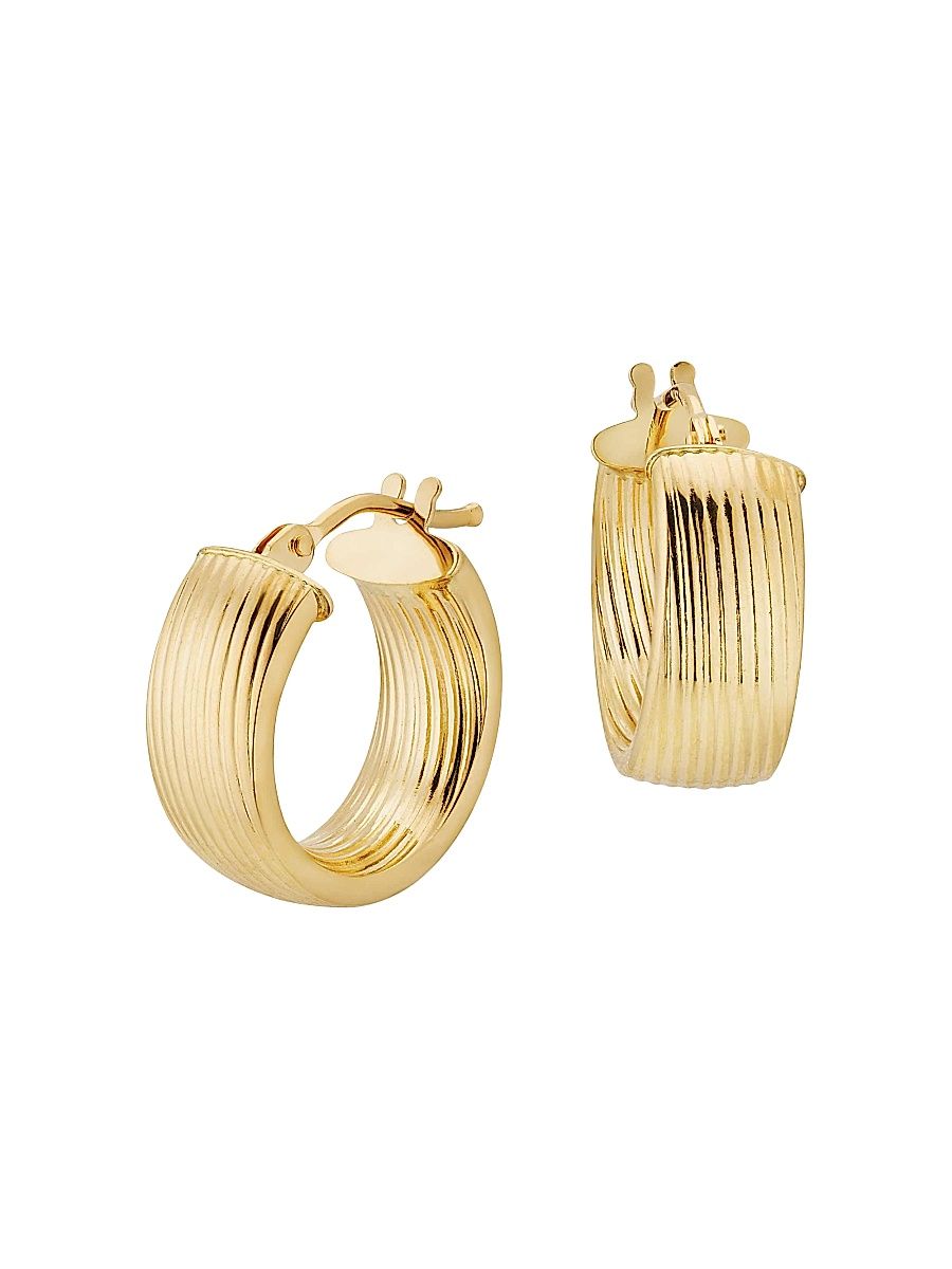 Women's 14K Yellow Gold Linear Band Hoops - Gold