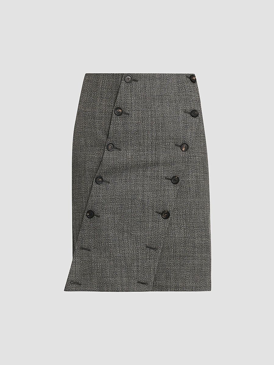 Women's Asymmetric Panel Wool Skirt - Salepepe - Size 2