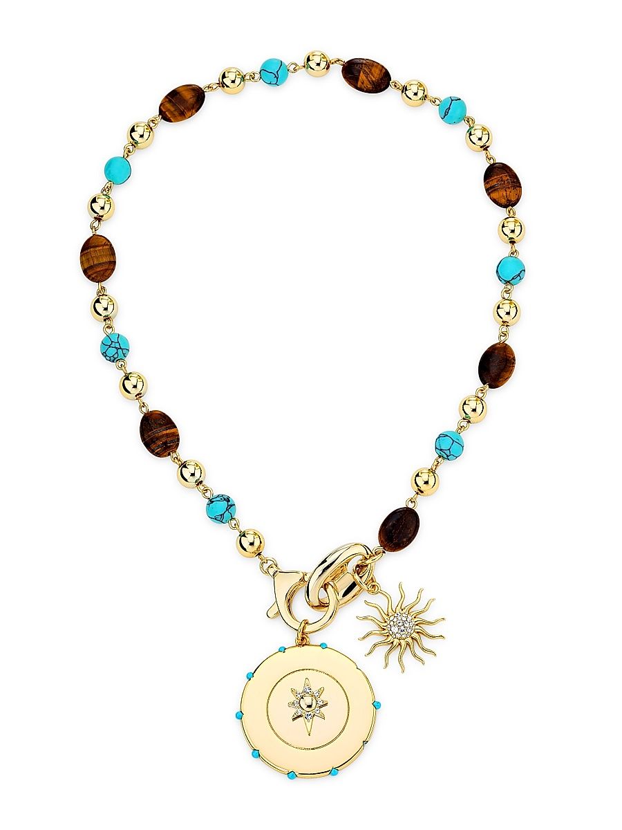 Women's Serra Goldtone & Mixed-Media Celestial Pendant Necklace - Turquoise Multi
