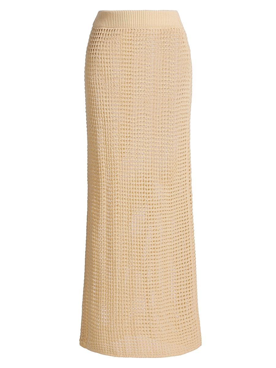 Women's Brianna Open-Knit Maxi Skirt - Beige - Size Large