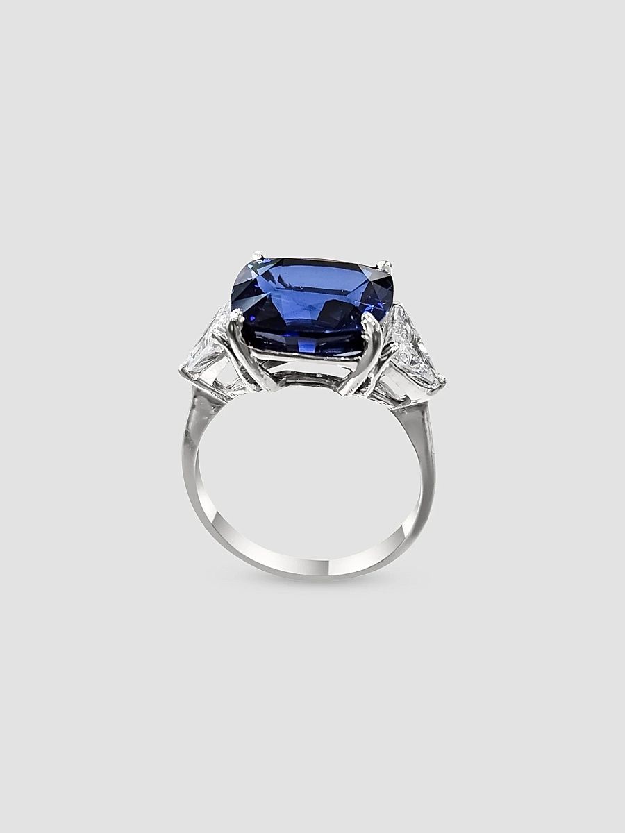 Women's Midnight Reverie 14K White Gold, 10.00 TCW Lab-Grown Blue Sapphire & Cubic Zirconia 3-Stone Ring - Blue - Size 6