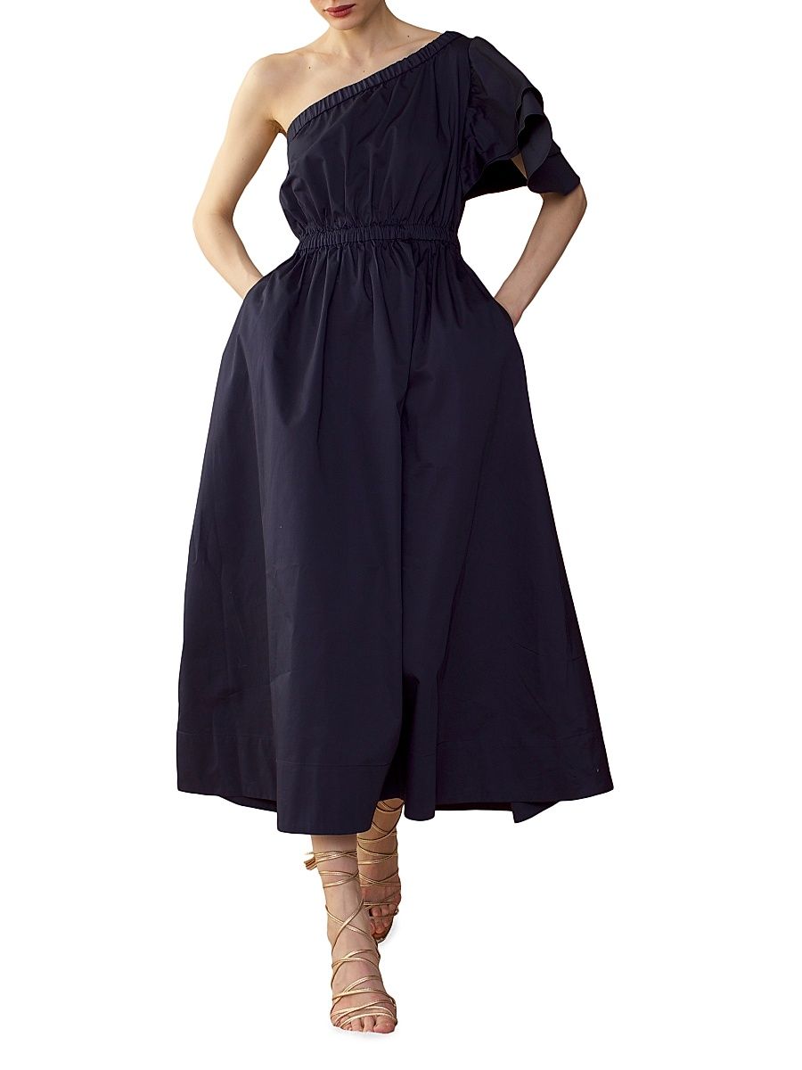 Women's Palma Cotton Midi-Dress - Navy - Size Large