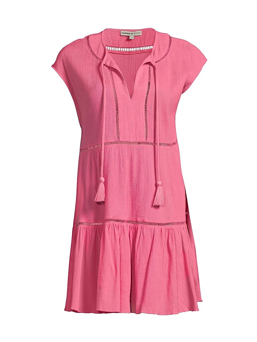 Women's Gari Tiered Minidress - Hibiscus - Size Medium