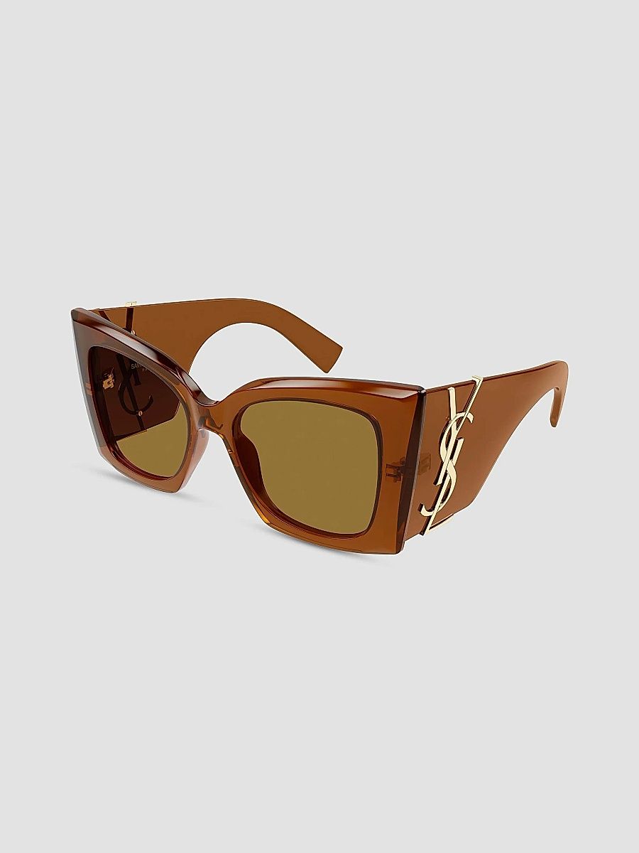 Saint Laurent Women's Monogram Acetate 54MM Blaze Rectangular Sunglasses - Brown