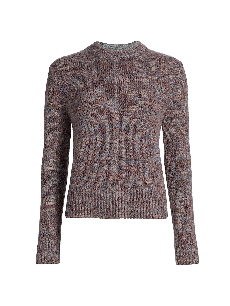 Women's Marled Knit Crewneck Sweater - Cognac Combo - Size XXS