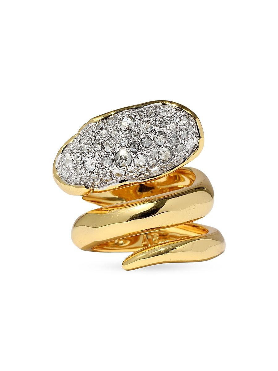 Women's Solanales 14K-Gold-Plated, Rhodium-Plated & Crystal Coil Ring - Crystal - Size 7
