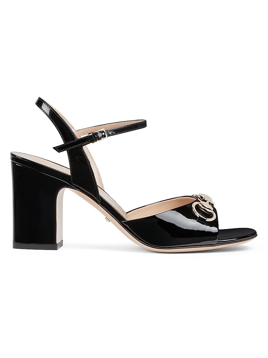 Women's Lady 75MM Patent Leather Horsebit Sandals - Nero - Size 4
