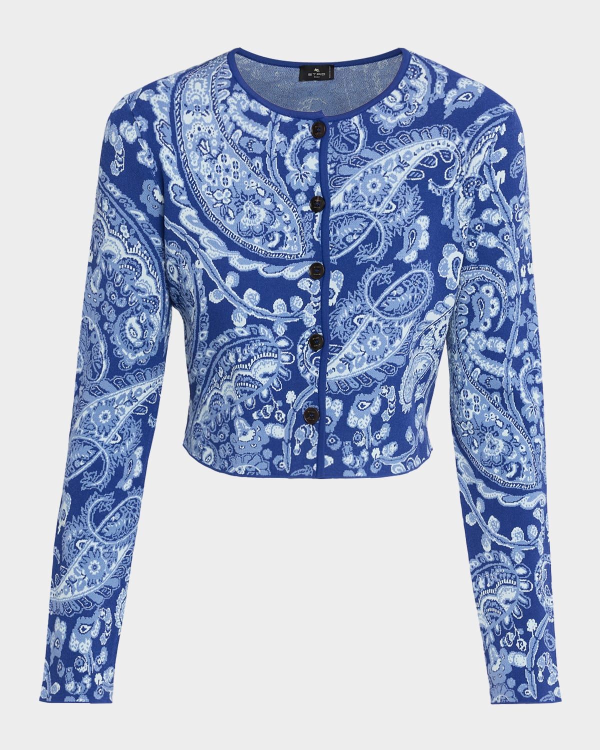 Paisley Crop Crewneck Cardigan